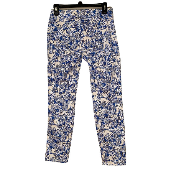 Lilly Pulitzer Kelly Skinny Ankle Dress Pants Coastal Blue White Fancy F… - Picture 5 of 16